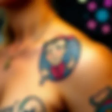 Amusing Graphic Detail A close-up of a temporary tattoo with an amusing graphic, showcasing its detail and vibrancy.