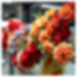 Elegant arrangement of artificial floral swags showcasing vibrant colors and textures