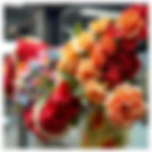 Vibrant Colors and Textures in Floral Swags Elegant arrangement of artificial floral swags showcasing vibrant colors and textures