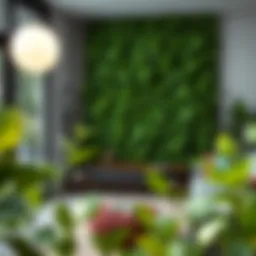 Lush display of UV resistant artificial ivy in a trendy living room setting