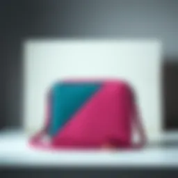 A stylish color block crossbody bag displayed against a minimalist backdrop.