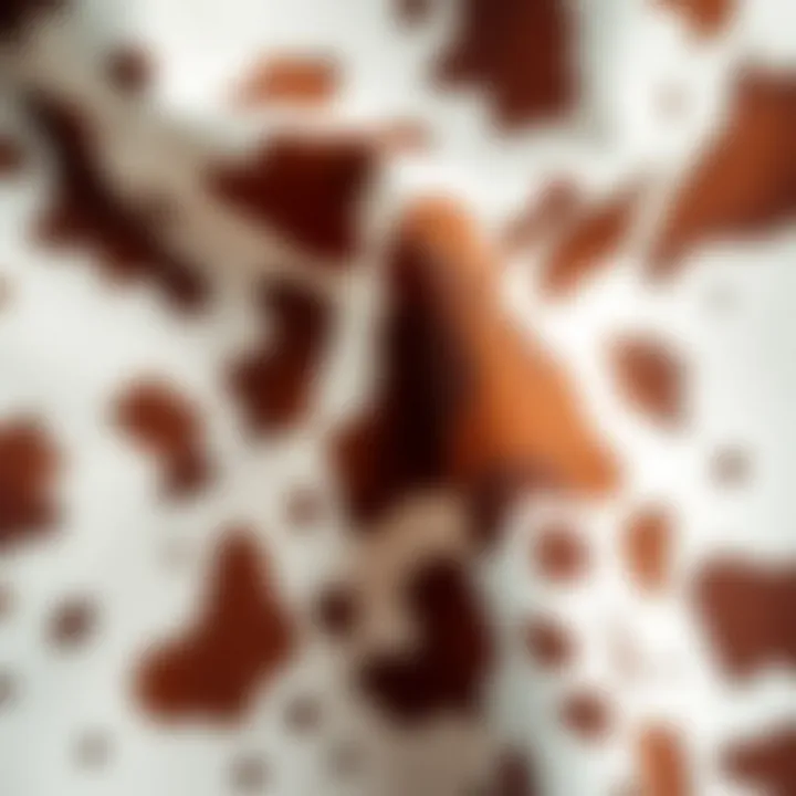 Close-up of cow print fabric showcasing its unique texture