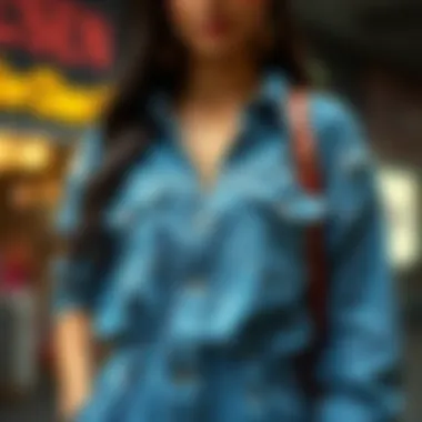 Accessories for the Distressed Denim Look An array of accessories that complement a distressed denim jumpsuit