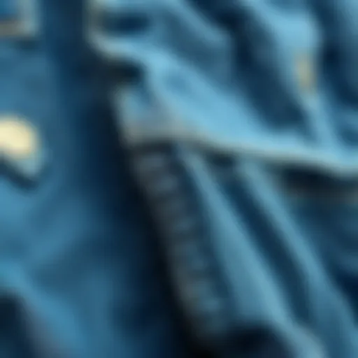Textures of Distressed Denim A close-up of distressed denim fabric showcasing unique textures and patterns