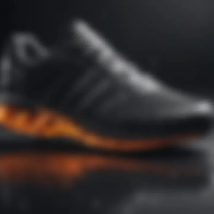 Close-up of adidas shock absorbing shoe technology