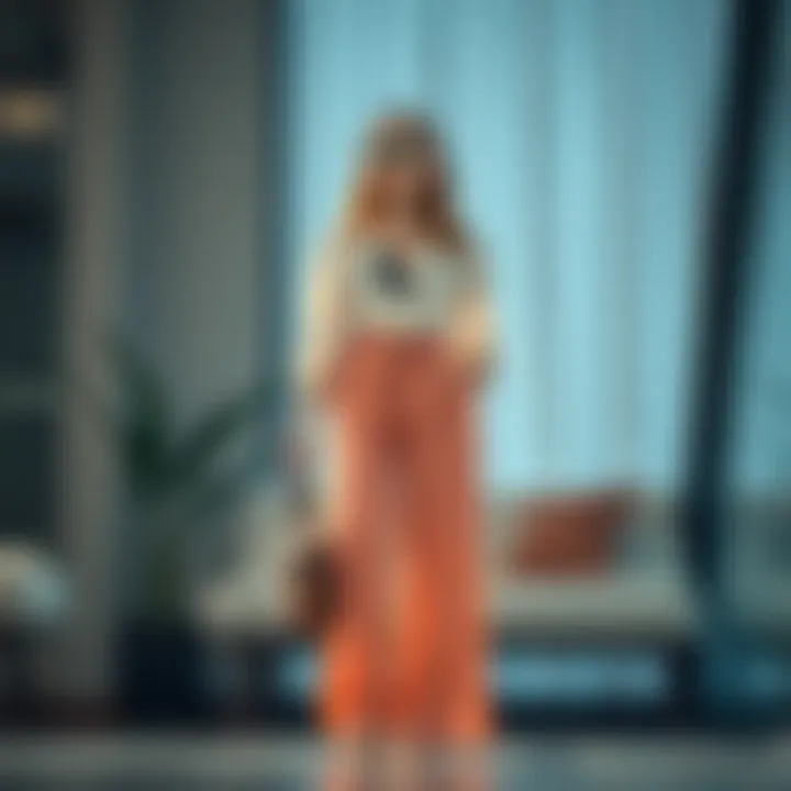 Chiffon Pants with Modern Accessories Stylish chiffon pants paired with accessories in a modern setting