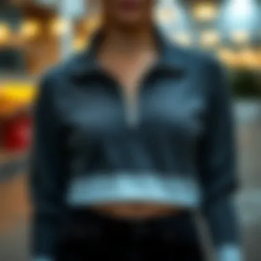 Sustainable materials used in half zip crop tops