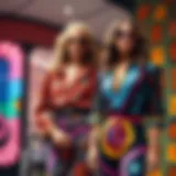 Vibrant psychedelic patterns characteristic of 70s fashion