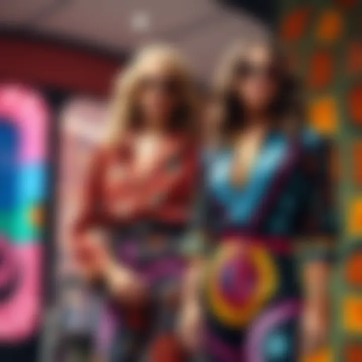 Vibrant psychedelic patterns characteristic of 70s fashion