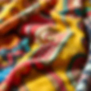 Collection of unique fabrics used in 70s hippie attire