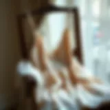 Elegant lace cami top draped on a vintage chair