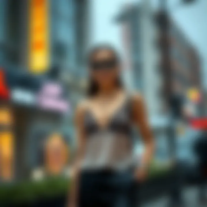 Trendy outfit featuring a lace cami top styled with modern accessories