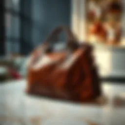 A luxurious leather bookbag on a marble surface