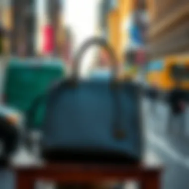 Chic Urban Aesthetic Stylish luxury bookbag displayed in an urban setting