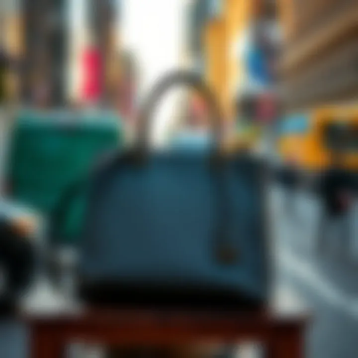 Chic Urban Aesthetic Stylish luxury bookbag displayed in an urban setting