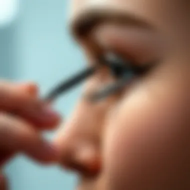 Demonstration of applying micro wand mascara to achieve defined lashes.