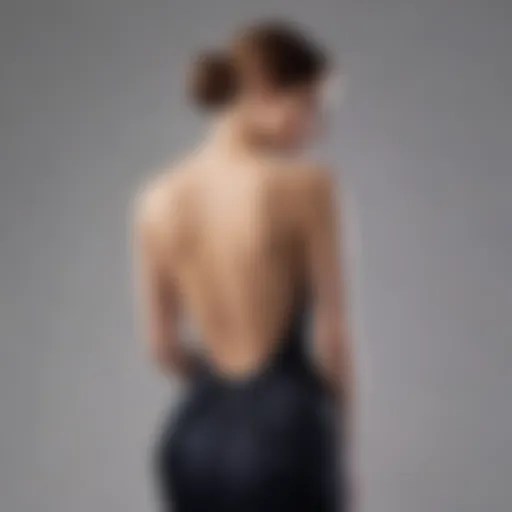 Elegant silhouette of a plunging backless dress showcased on a mannequin