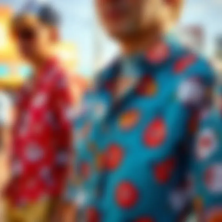 Quirky Patterns Up Close Close-up of quirky designs on summer clothing, featuring fun patterns