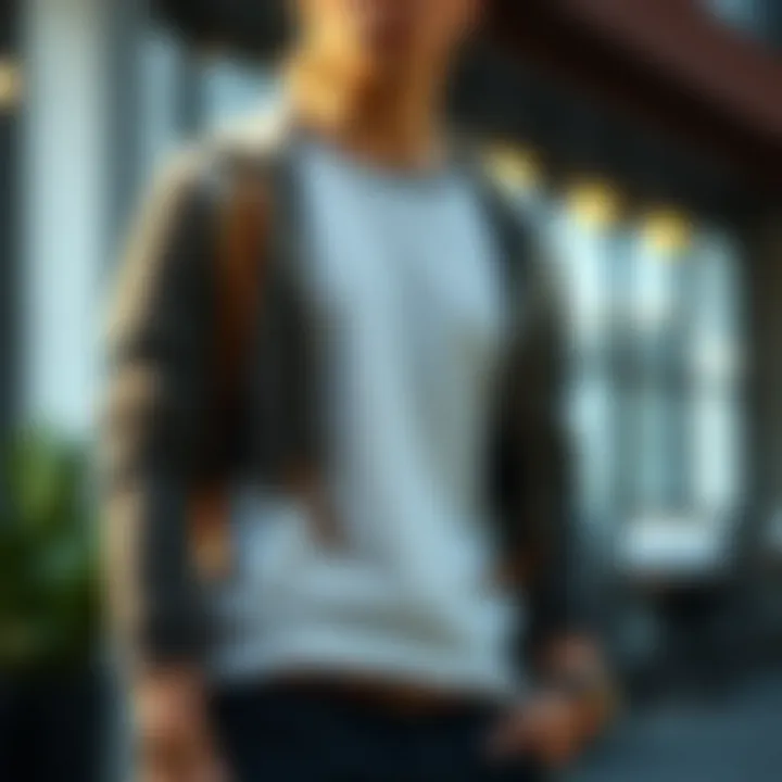 Scoop neck rib henley shirt styled with casual accessories