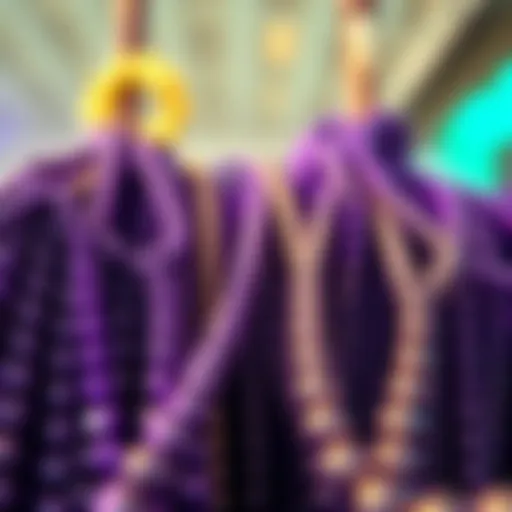 Vibrant Display of Purple Mardi Gras Beads Vibrant display of purple Mardi Gras beads