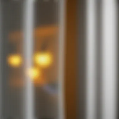 Close-up of a mesh net door curtain emphasizing its intricate design and material