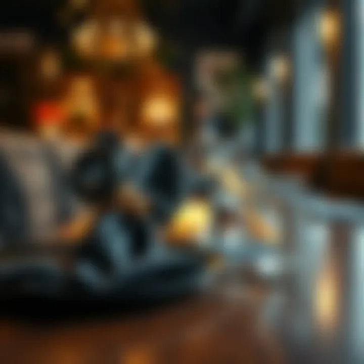 Eclectic use of black napkin ring holders in a casual dining setting