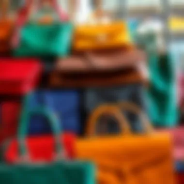 Array of faux leather shoulder bags in different colors and styles