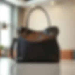 Stylish faux leather shoulder bag on a modern backdrop