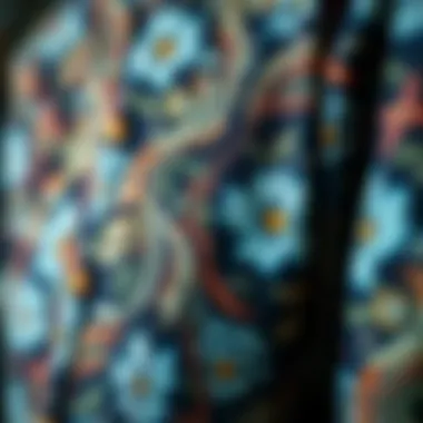 Close-up of intricate patterns on a kimono cardigan