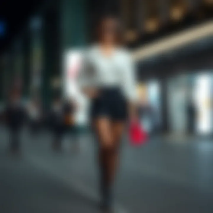 Crotchless Pantyhose in Modern Fashion A stylish outfit featuring crotchless pantyhose paired with contemporary fashion.