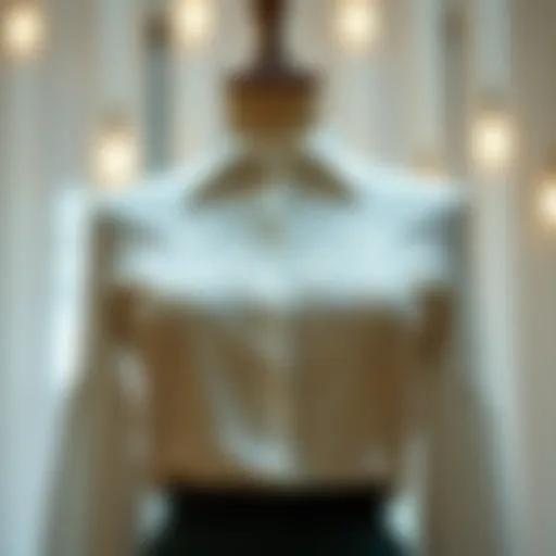 Elegant Lace Blouse Display Elegant blouse with intricate lace details showcased on a model