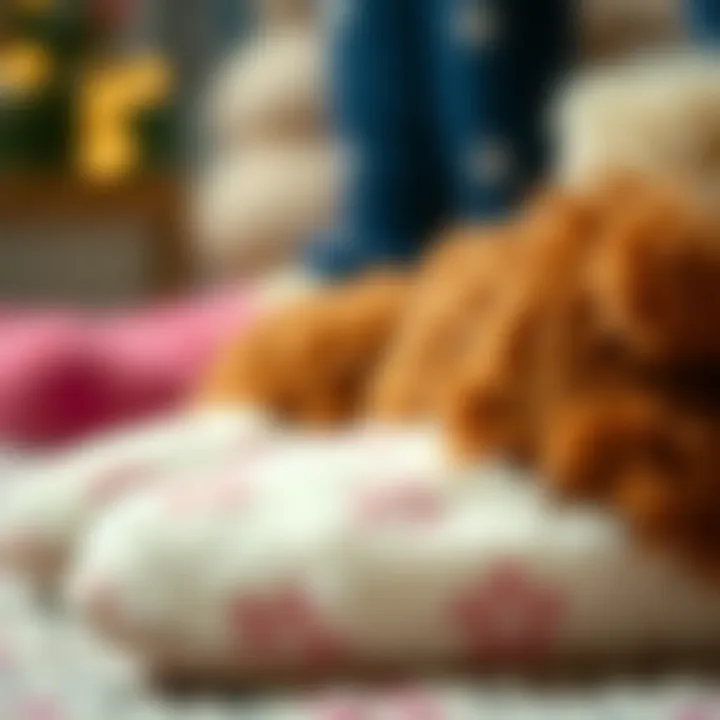 Close-up of sustainable material used in stuffed animal slippers