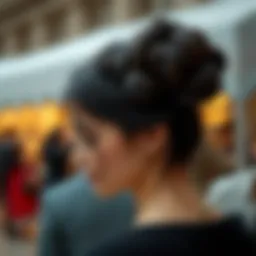 Elegant bun styled with a black hair piece