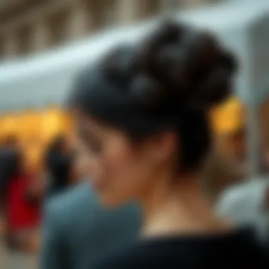 Elegant bun styled with a black hair piece