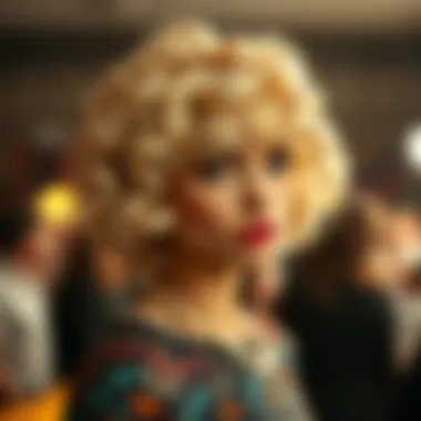 A chic short curly wig with bangs perfect for a vibrant social event.