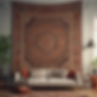 A stylish modern interior showcasing a vintage tapestry as a focal point.