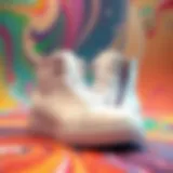 Stylish high top sneakers with zippers displayed on a vibrant background