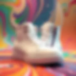 Stylish high top sneakers with zippers displayed on a vibrant background
