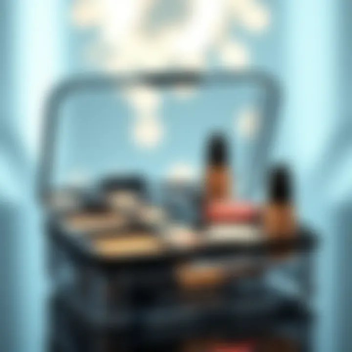 Modern Makeup Case Design A sleek and modern plastic makeup case with compartments