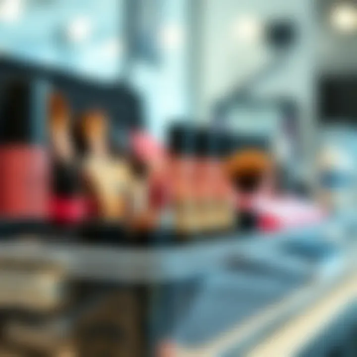 Organized Makeup Products An organized display showcasing various makeup products inside a plastic case