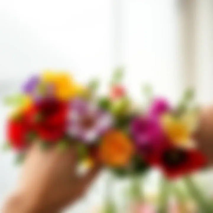 Colorful wrist flowers showcasing various designs