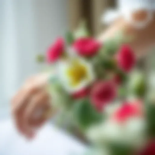 Elegance in Floral Design Elegant wrist flower arrangement for weddings