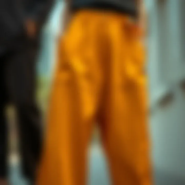 Diverse Fabric Options for High Waist Drop Crotch Pants Variety of fabrics used for high waist drop crotch pants