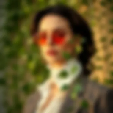 Elegant display of faux ivy strands enhancing a fashion ensemble