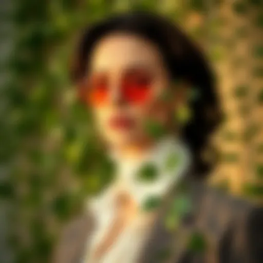 Elegant display of faux ivy strands enhancing a fashion ensemble