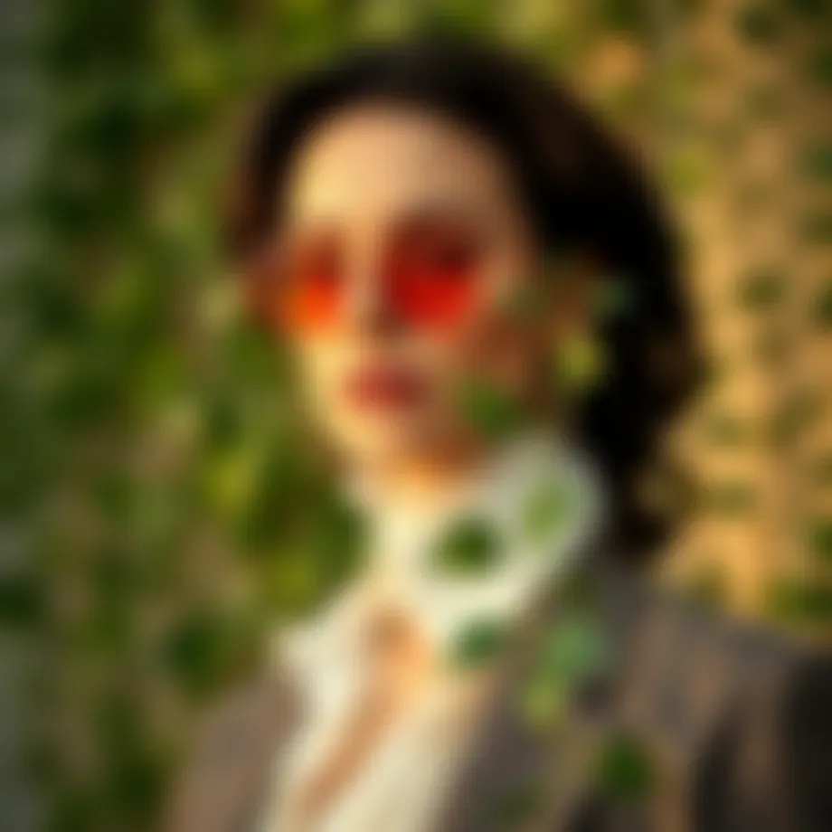 Elegant display of faux ivy strands enhancing a fashion ensemble