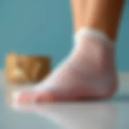 Close-up of gel socks designed for cracked heels, showcasing their texture and material.