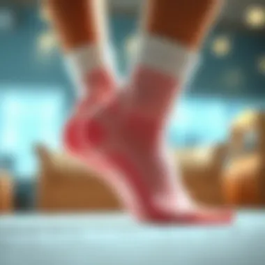 Illustration of a foot in gel socks, highlighting the benefits for cracked heels.