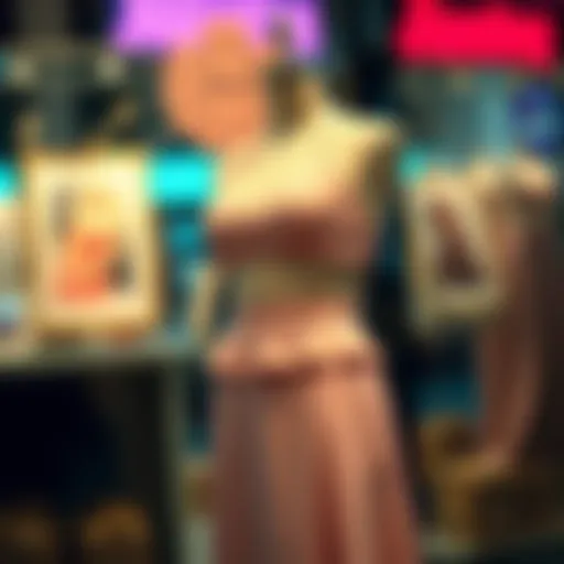 Elegant halter top two-piece skirt set displayed on a mannequin