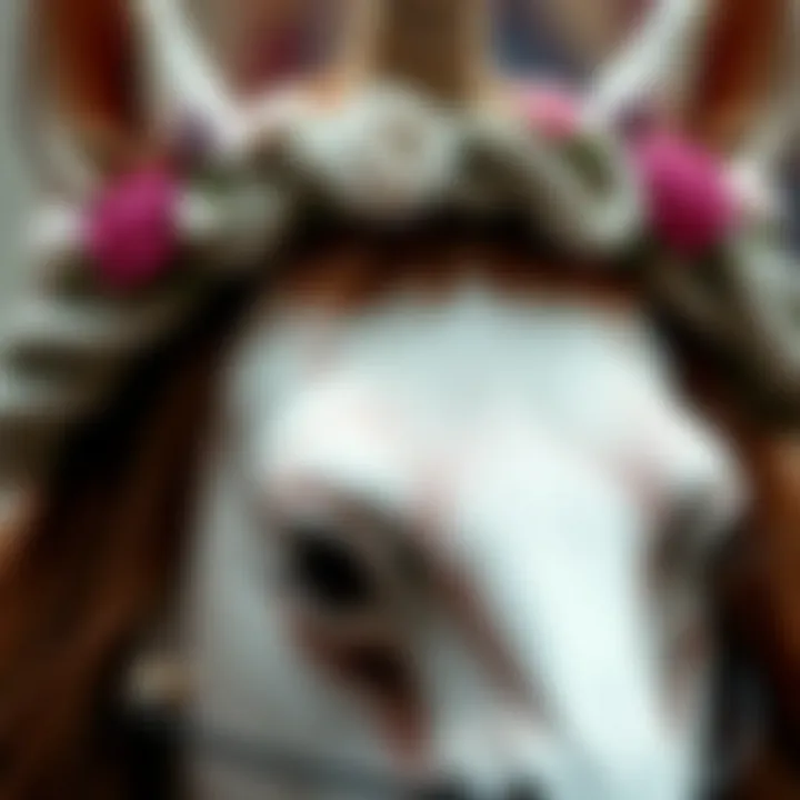 Artistry in Unicorn Headband Craftsmanship Close-up of a handcrafted unicorn headband showcasing intricate detailing